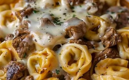Cheesesteak Tortellini in Rich Provolone