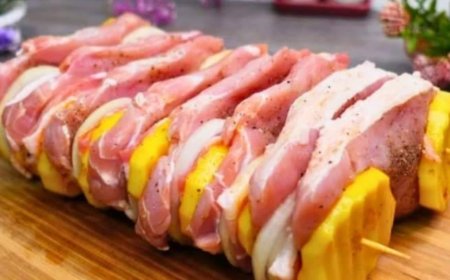 Pork and Potato Skewers with Honey Mustard Glaze