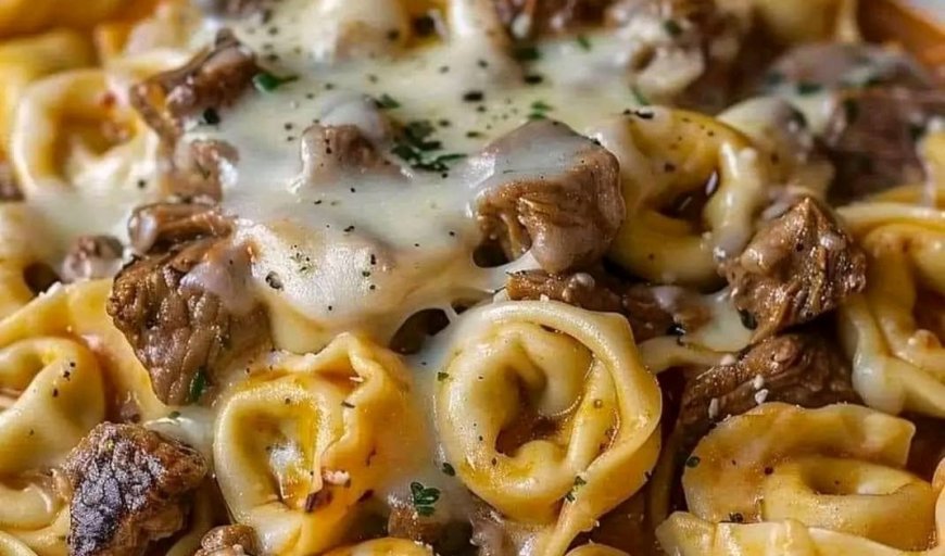 Cheesesteak Tortellini in Rich Provolone