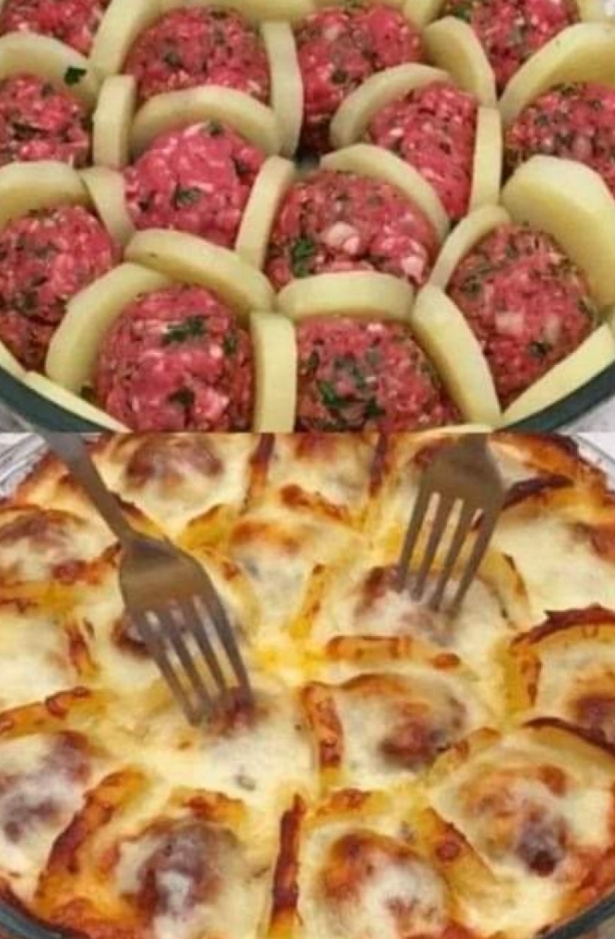 Potatoes with Meatballs And Cheese