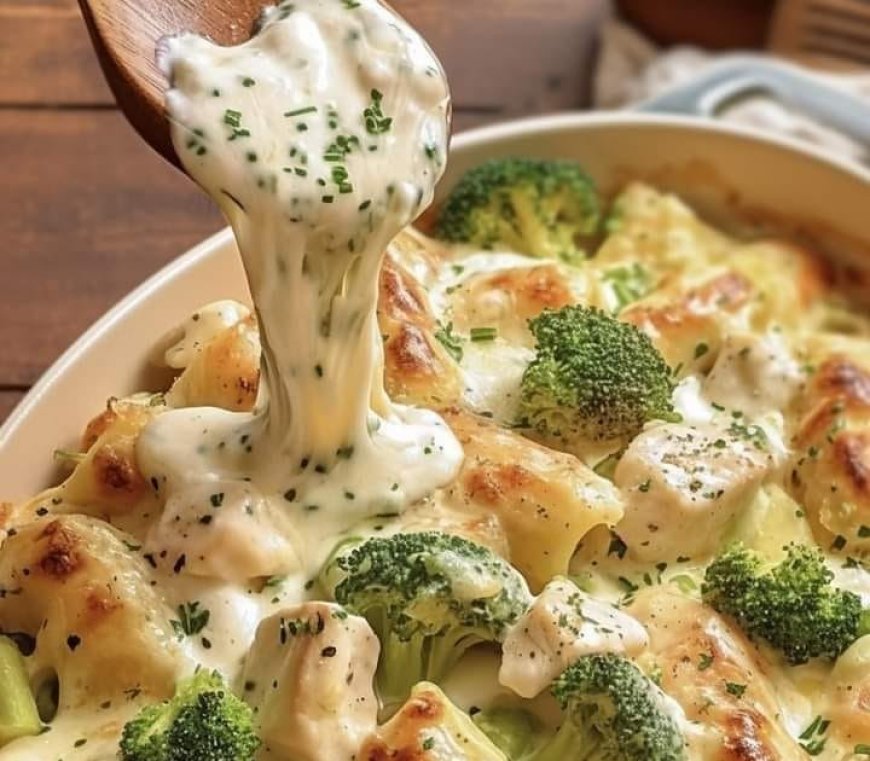 Creamy Broccoli and Chicken Pasta Bake