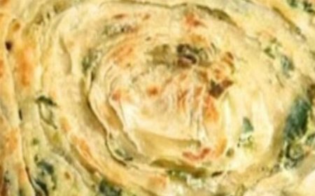 Flatbread with Green Onions and Spinach Made at Home