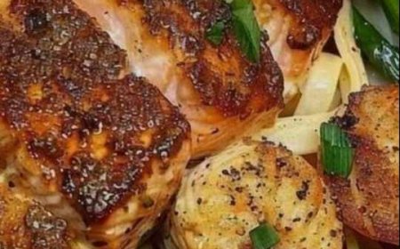 Cajun Salmon Alfredo.