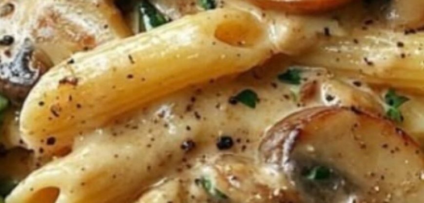 Creamy Mushroom and Asparagus Chicken Penne