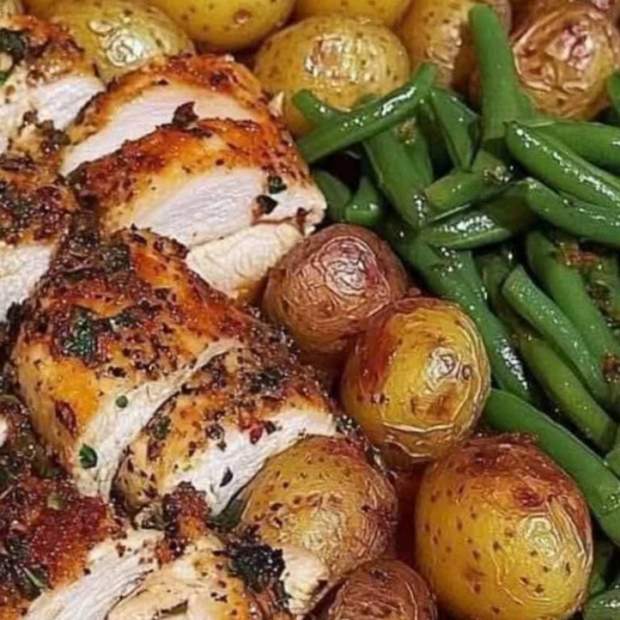 One-Pan Garlic Herb Chicken with Potatoes & Green Beans