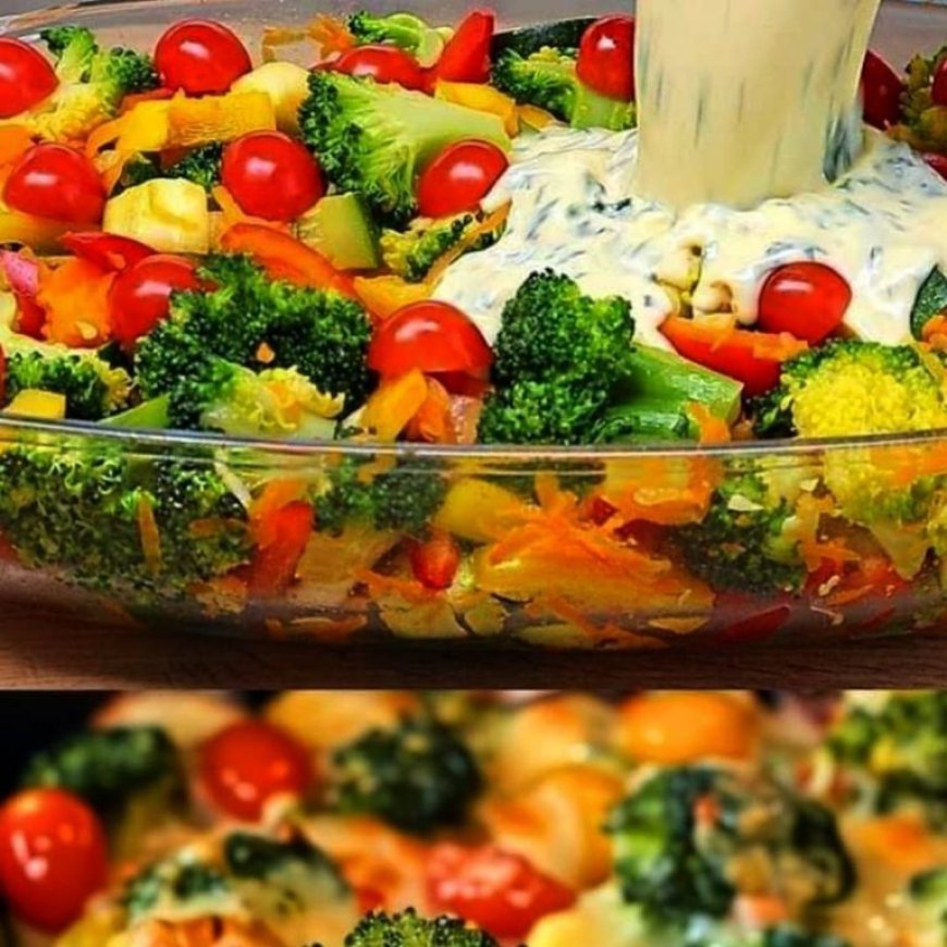 Creamy Baked Broccoli with Tomatoes and Kale
