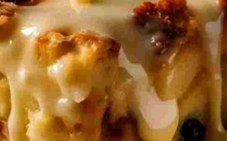 Traditional Bread Pudding Recipe from Grandma Made with Vanilla Sauce
