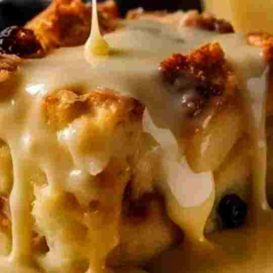 Traditional Bread Pudding Recipe from Grandma Made with Vanilla Sauce