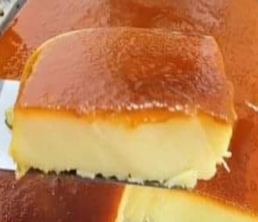 Simple Bakery Pudding with golden caramel