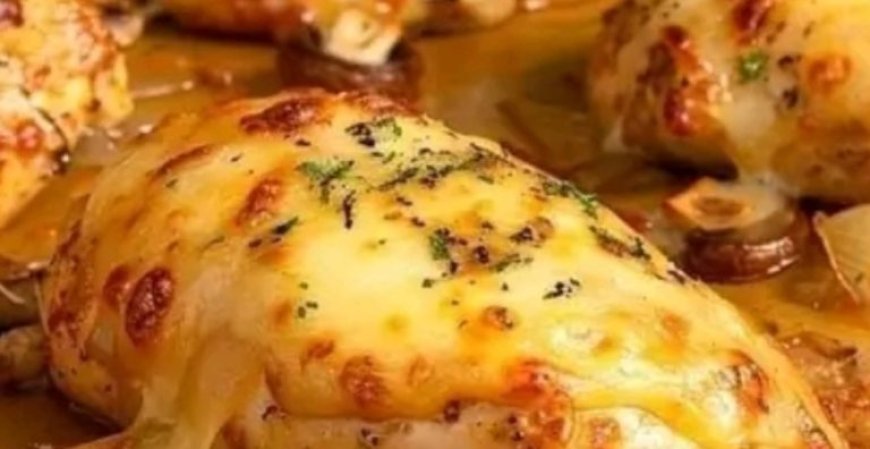 Poulet au four avec champignons et fromage