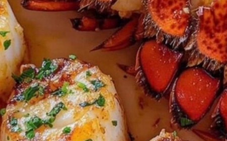 GARLIC BUTTER LOBSTER AND SCALLOPS