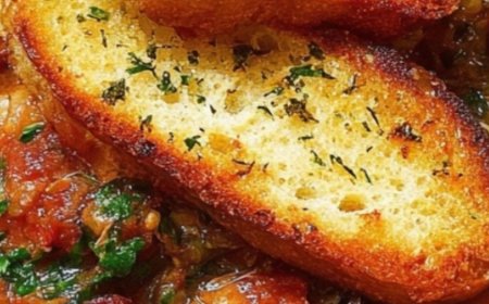 Hearty Seafood Stew with Garlic Toast