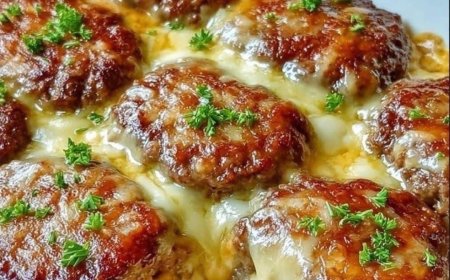 Cheesy Baked MeatPatties in Creamy Sauce