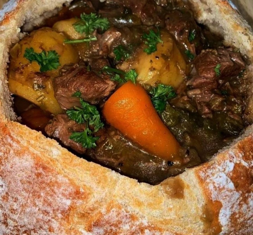 Beef Stew in a Bread Bowl
