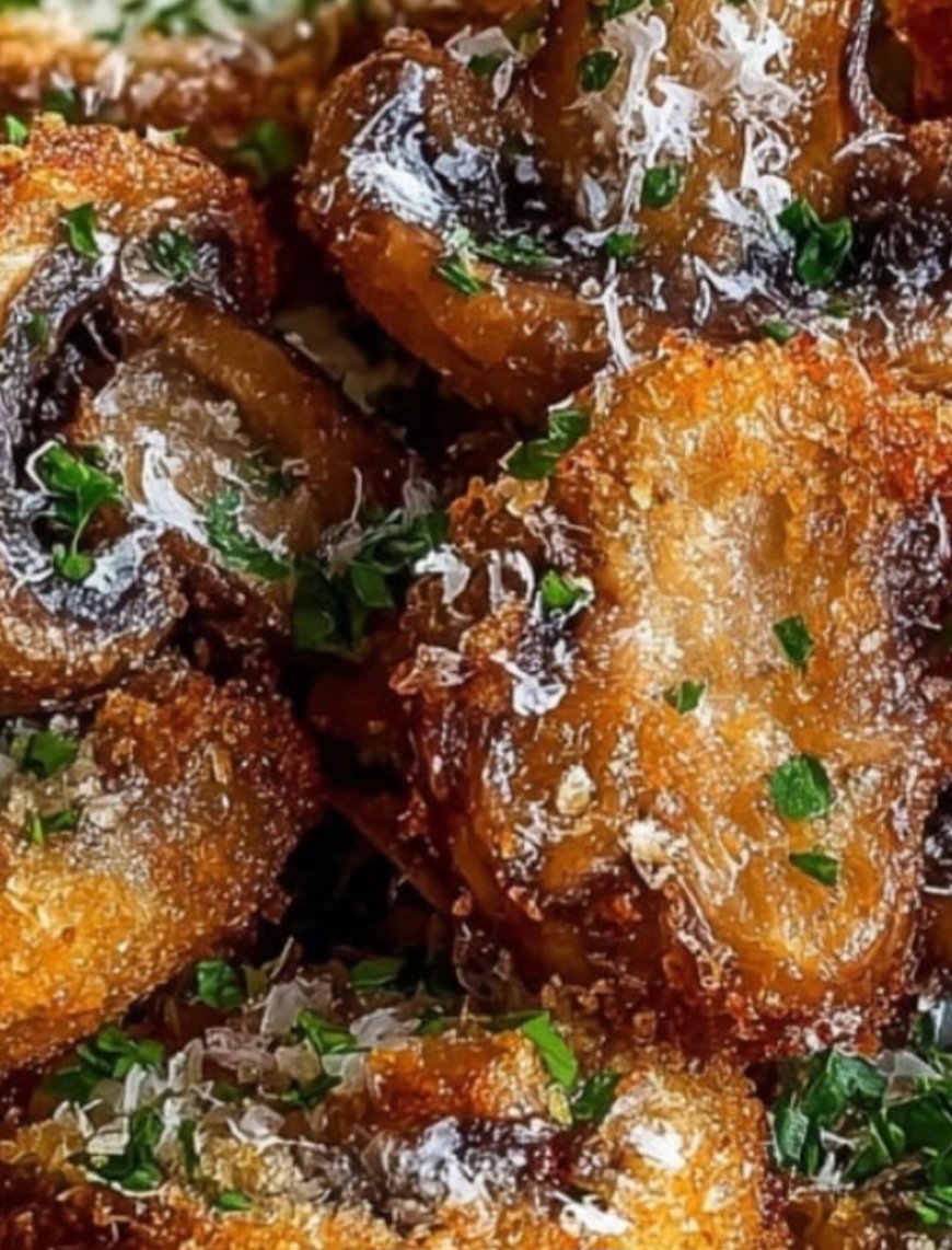 Crispy Garlic Parmesan Fried Mushrooms
