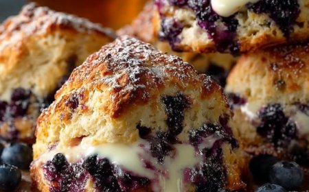 Blueberry Scones with Cream