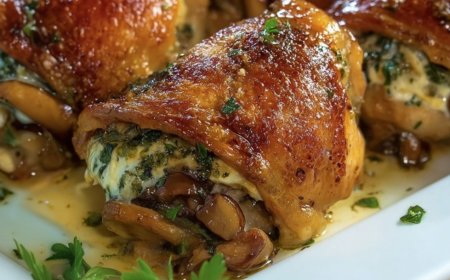 Stuffed Chicken Thighs with Mushroom, Cheese, and Herb Filling
