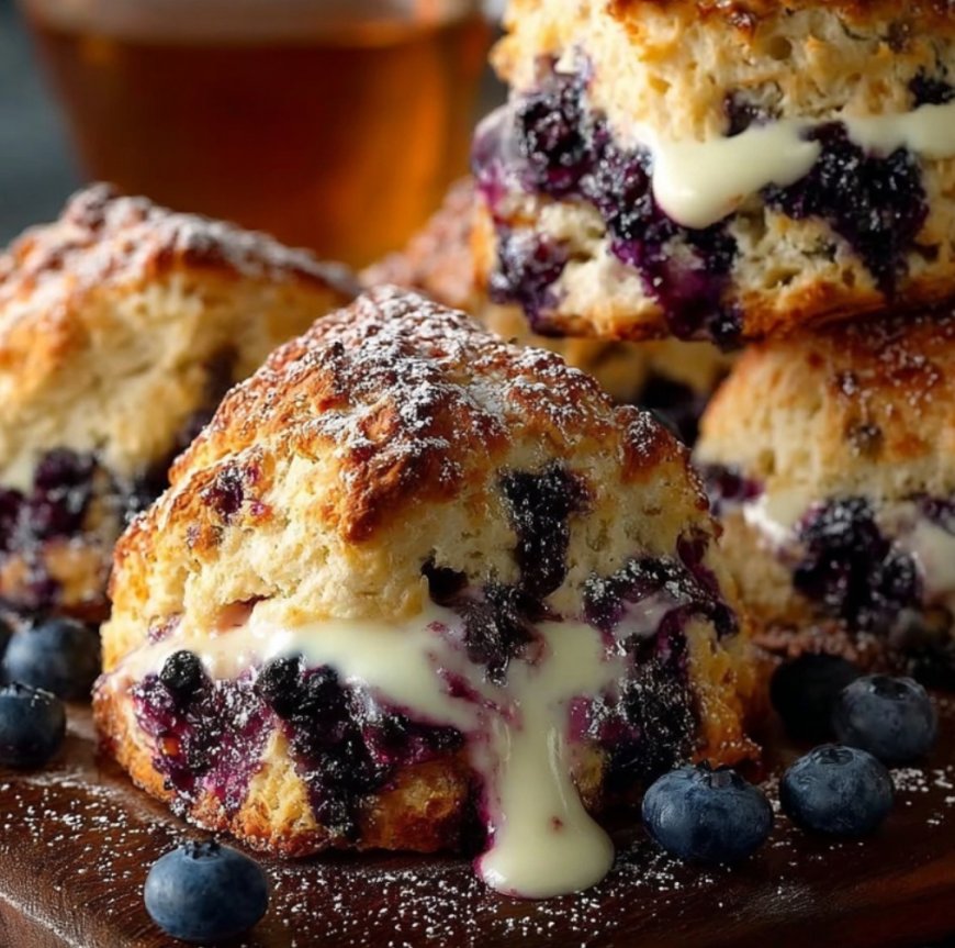 Blueberry Scones with Cream